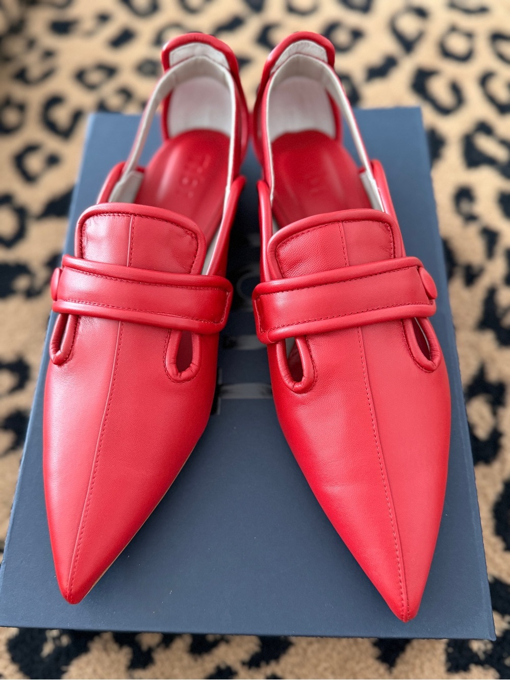 NWT TIBI Cozy Rudolph Flat in Red Lambskin Leather